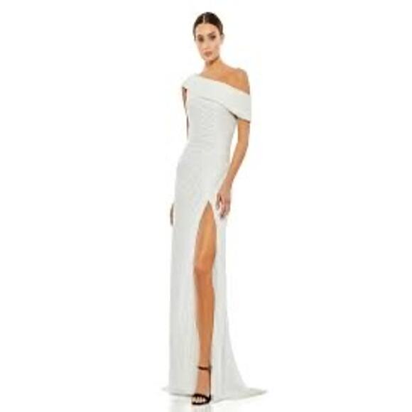 Mac Duggal | White Sequin Evening Gown - Picture 1 of 8
